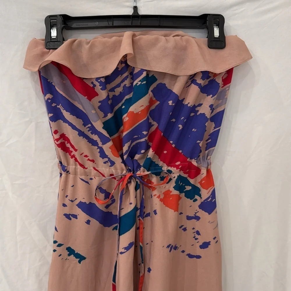 Dolce Vita strapless ruffle pink tie waist maxi dress size small - Picture 2 of 6